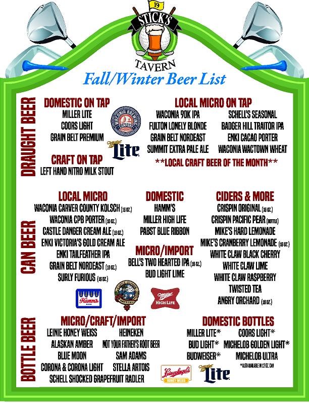 2018 Fall Beer List Beer